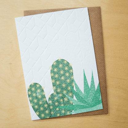 Greetings Card Cactus (Embossed) - Greetings Card homeware shops bristol gift shops bristol Ash Leaf Printmaking