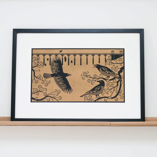 Print Crows Letterpress Print homeware shops bristol gift shops bristol Ash Leaf Printmaking