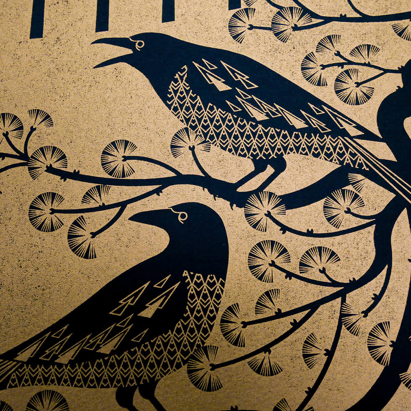 Print Crows Letterpress Print homeware shops bristol gift shops bristol Ash Leaf Printmaking