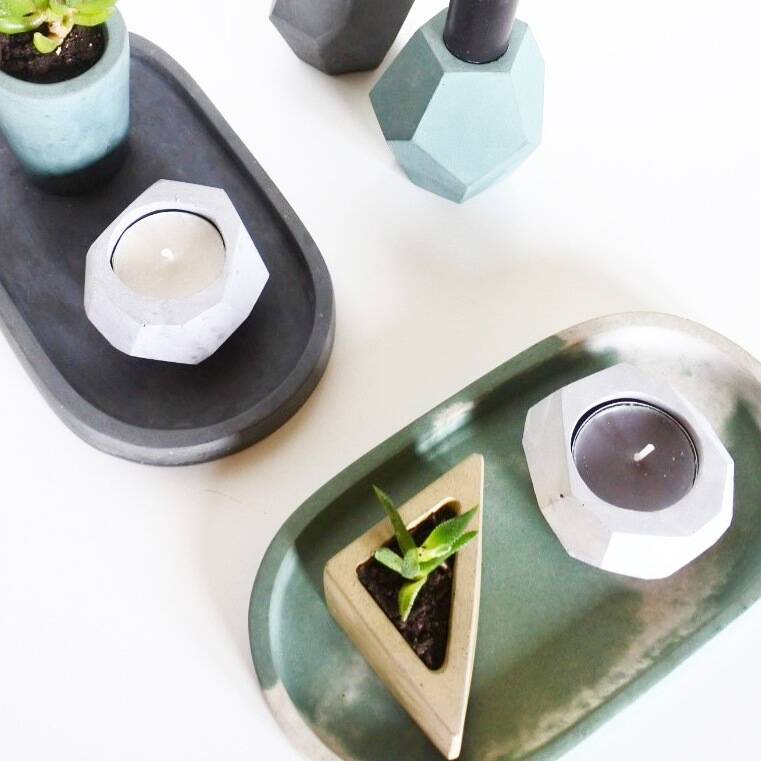 Vessel Concrete Tea light Holder (5 colours available) homeware shops bristol gift shops bristol Fern