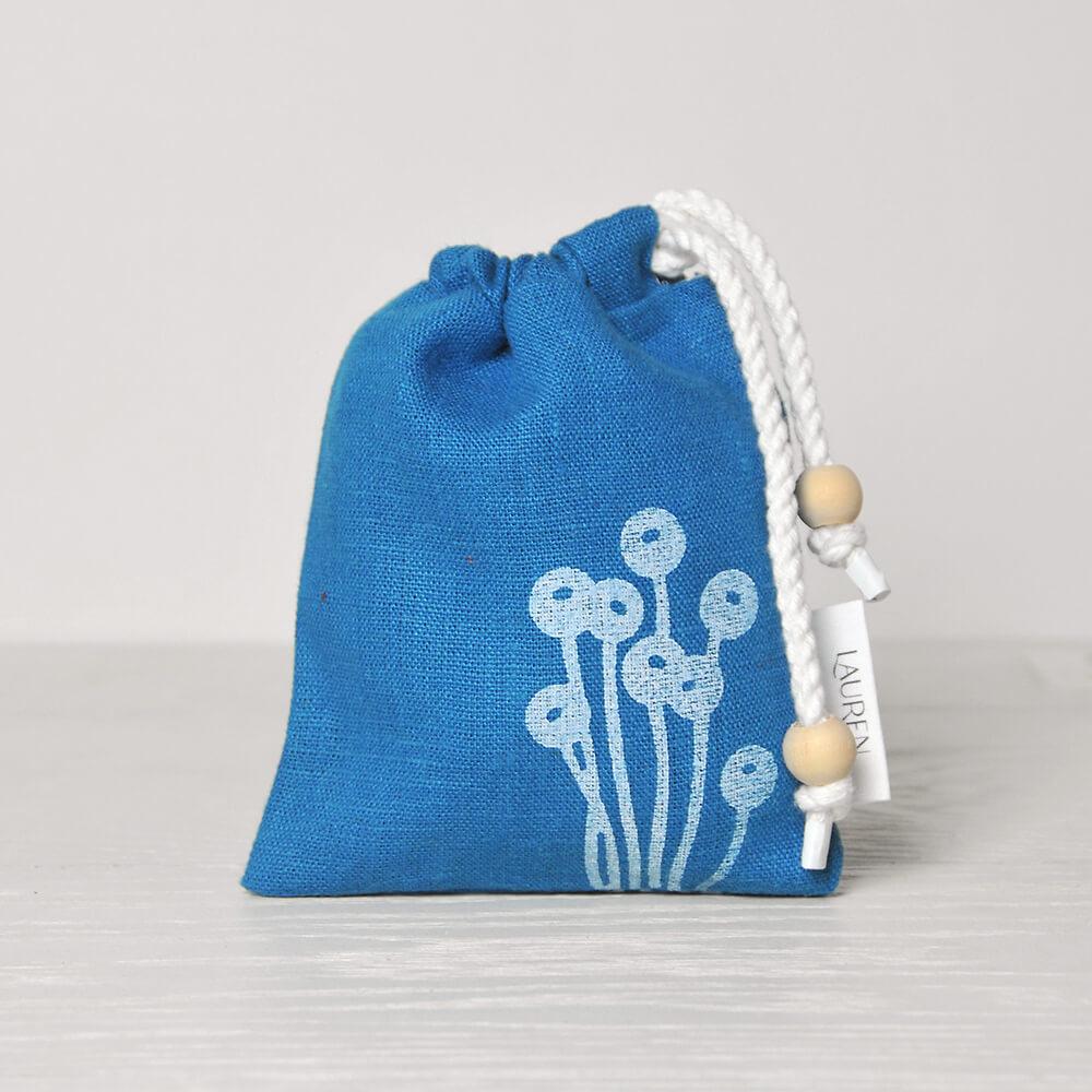 Soap Bag Blue Linen Soap Bag homeware shops bristol gift shops bristol Lauren Holloway