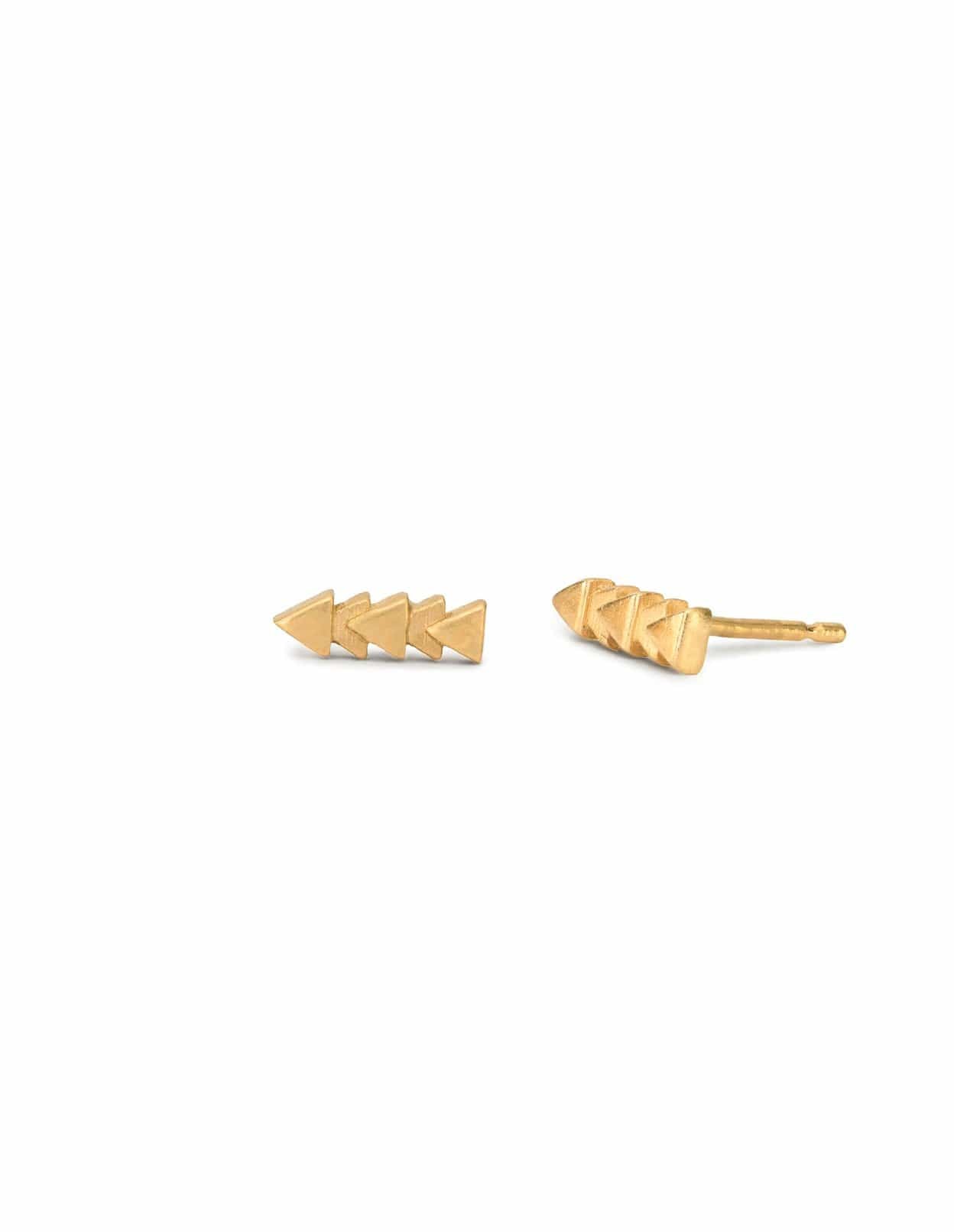 Earrings Gold Tri Line Studs (Gold/Silver) homeware shops bristol gift shops bristol May Hofman
