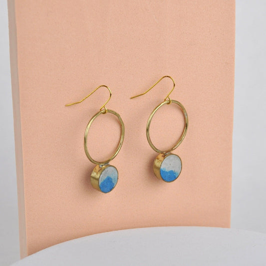 Recycled Paper Lapis Lazuli Circle Earrings - Various Colours homeware shops bristol gift shops bristol Quazi Design