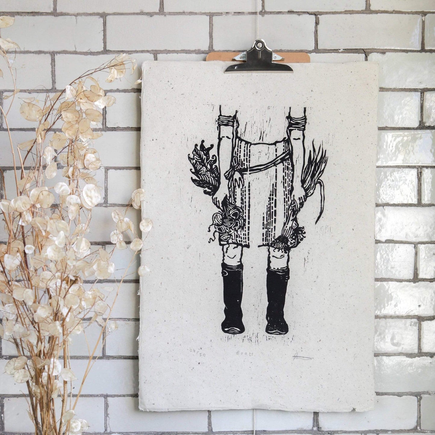 Prints Print Woodcut Print  'Boots' homeware shops bristol gift shops bristol Rosanna Morris