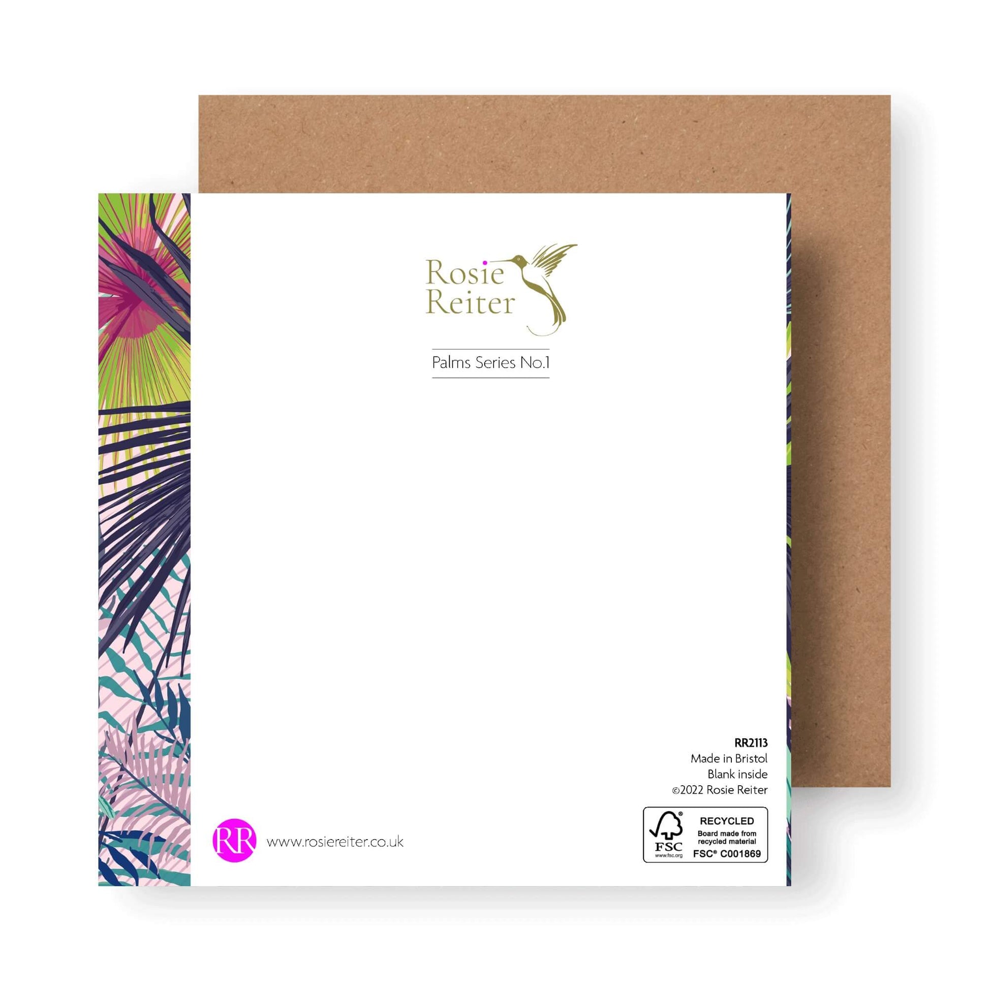 Greetings Card Palms Series No. 1 Greetings Card homeware shops bristol gift shops bristol Rosie Reiter