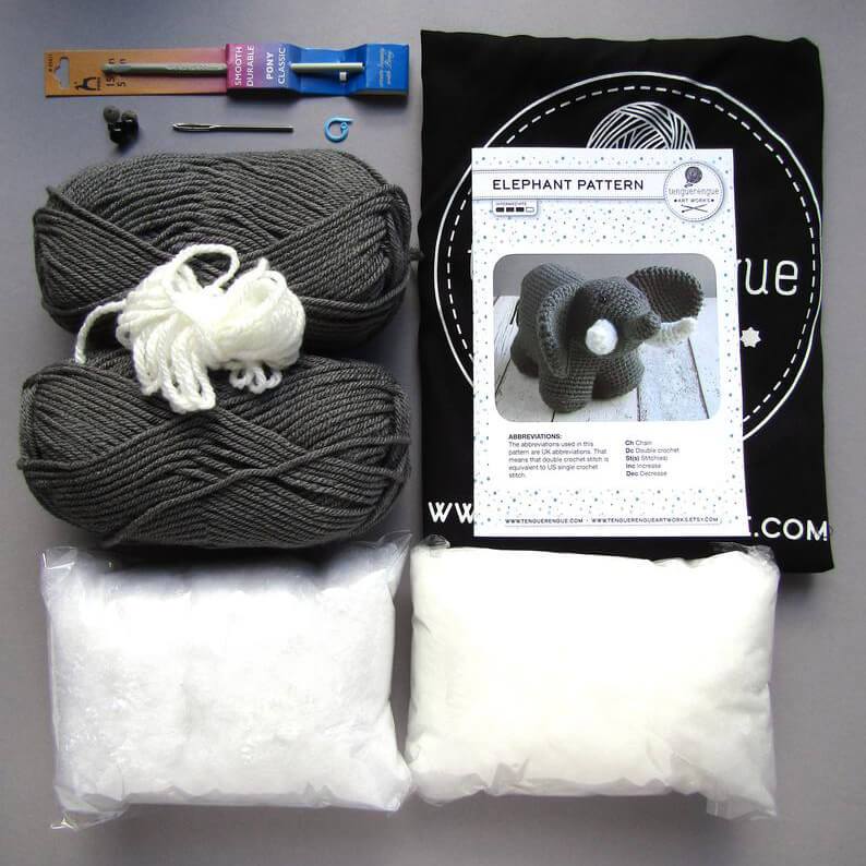 Art & Craft Kits Crochet Kit: Elephant homeware shops bristol gift shops bristol Tenguerengue