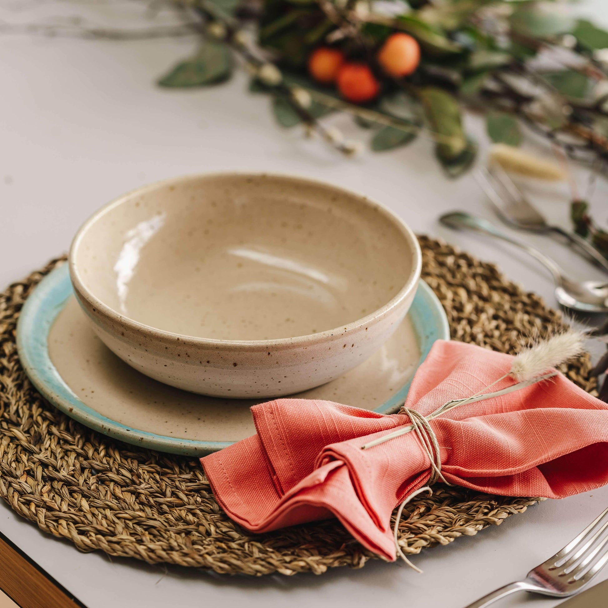 Ceramics Snowdrop White Ceramic Pasta Bowl (5 colour options) homeware shops bristol gift shops bristol The Village Pottery