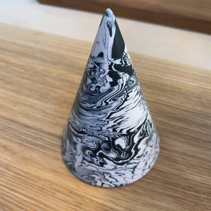 Cones Large - Green/White Swirl Jesmonite Cones  (various sizes and patterns) homeware shops bristol gift shops bristol Tip Studio