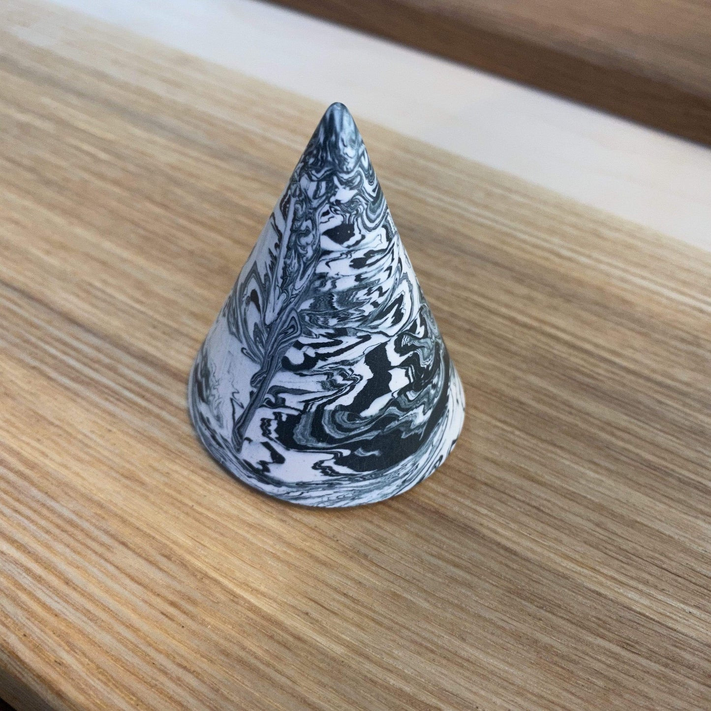 Cones Medium cone - Green/White Swirl Jesmonite Cones  (various sizes and patterns) homeware shops bristol gift shops bristol Tip Studio