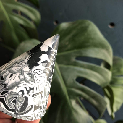 Cones Small cone - Black/White Swirl Jesmonite Cones  (various sizes and patterns) homeware shops bristol gift shops bristol Tip Studio