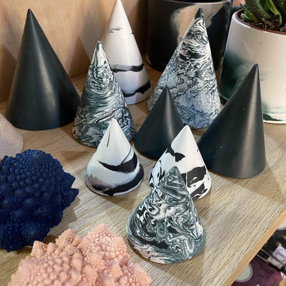 Cones Small cone - Green/White Swirl Jesmonite Cones  (various sizes and patterns) homeware shops bristol gift shops bristol Tip Studio